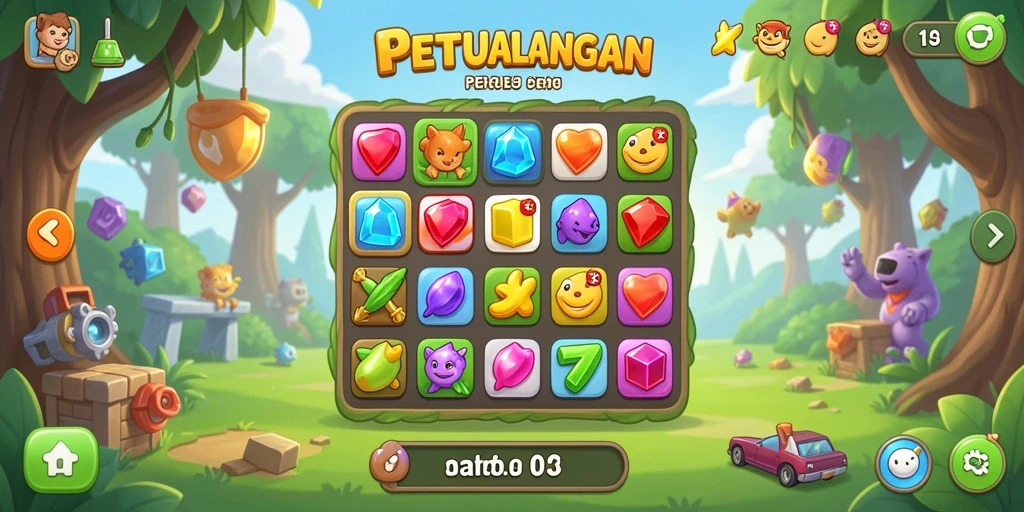 Tampilan gameplay seru API33 dalam permainan Match-3.