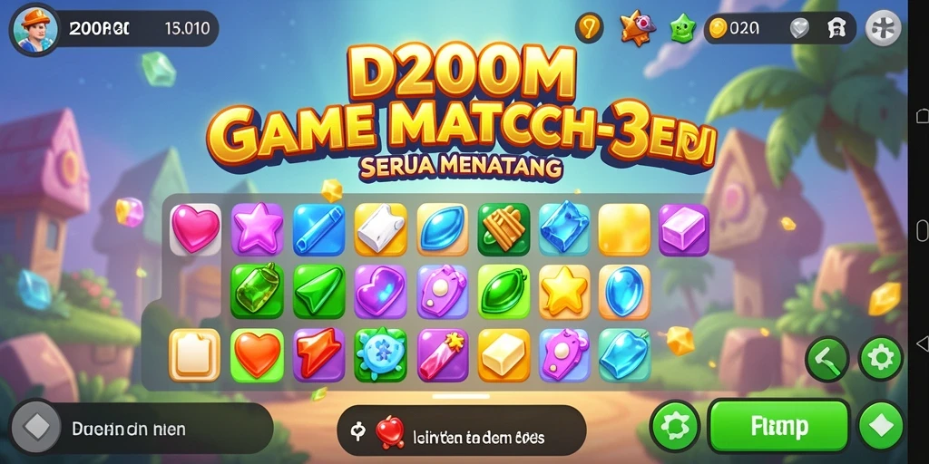 Tampilan gameplay D200M yang penuh warna dan seru.