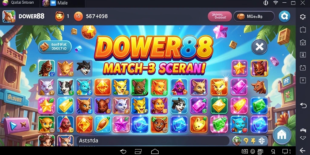 Gambaran menarik dari gameplay Match-3 DOWER88 yang penuh warna.