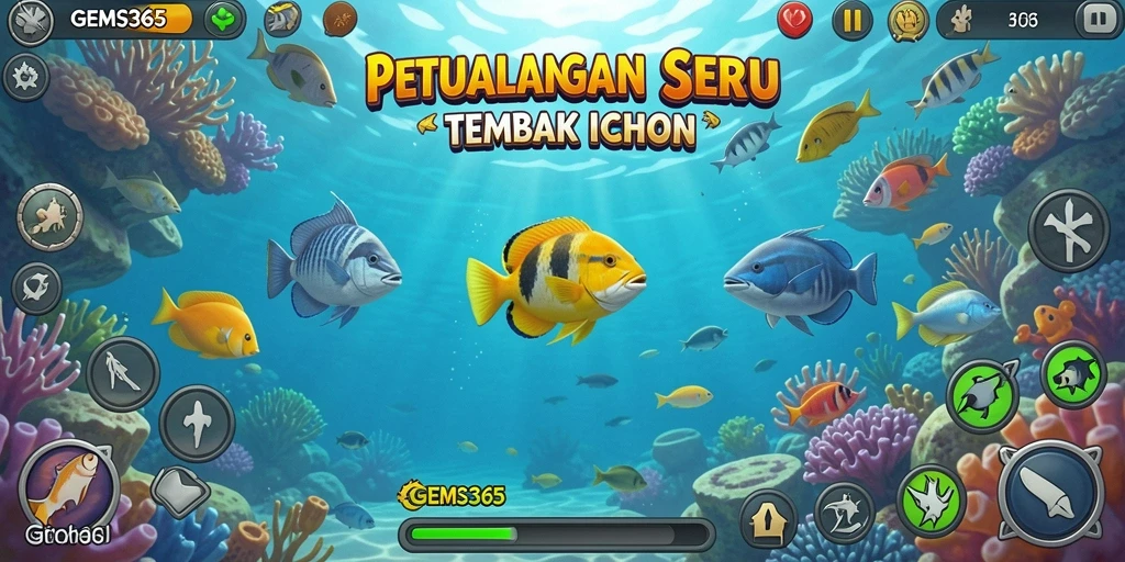 Screenshot gameplay Tembak Ikan yang menarik dan penuh warna.