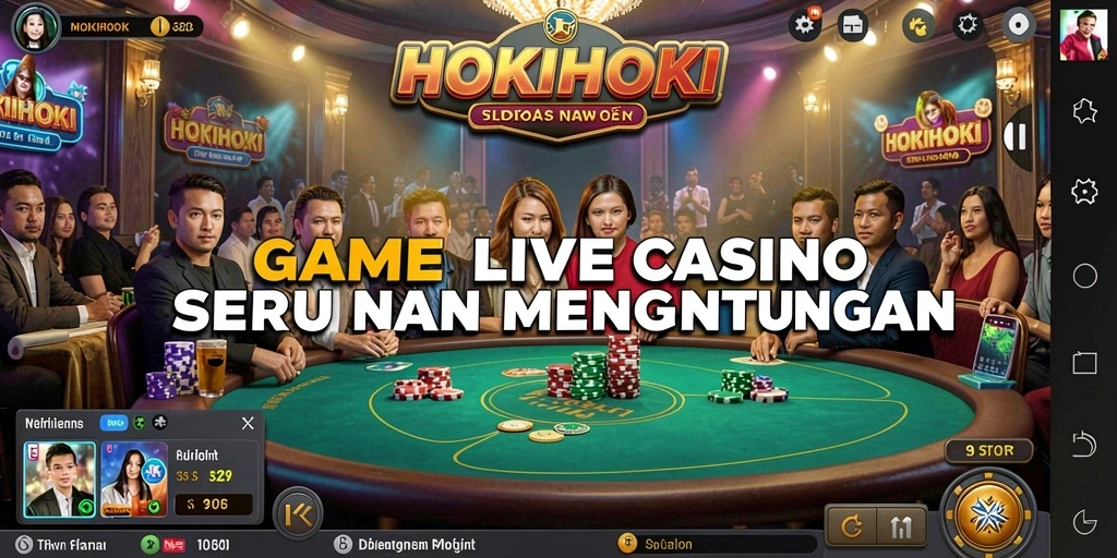 Screenshot gameplay HOKIHOKI menampilkan dealer yang sedang menjelaskan permainan.