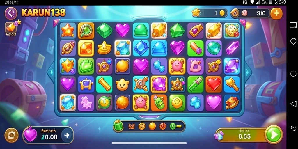 Screenshot gameplay KARUN138 menampilkan keseruan permainan Match-3.