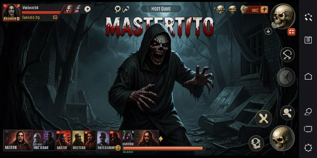 Gameplay MASTERTOTO menampilkan suasana horor yang mencekam dan menegangkan.