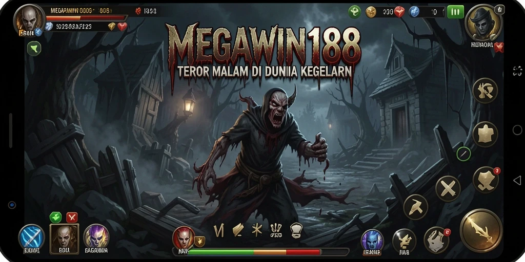 Tangkapan layar gameplay MEGAWIN188 menunjukkan suasana horor yang mencekam.