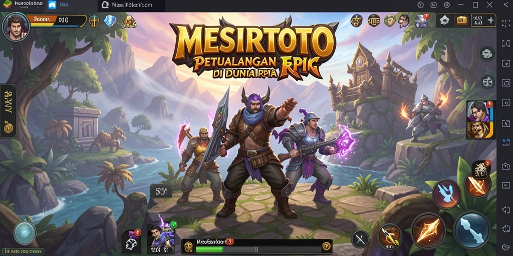 Tangkapan layar gameplay MESIRTOTO menampilkan pertempuran RPG yang seru.