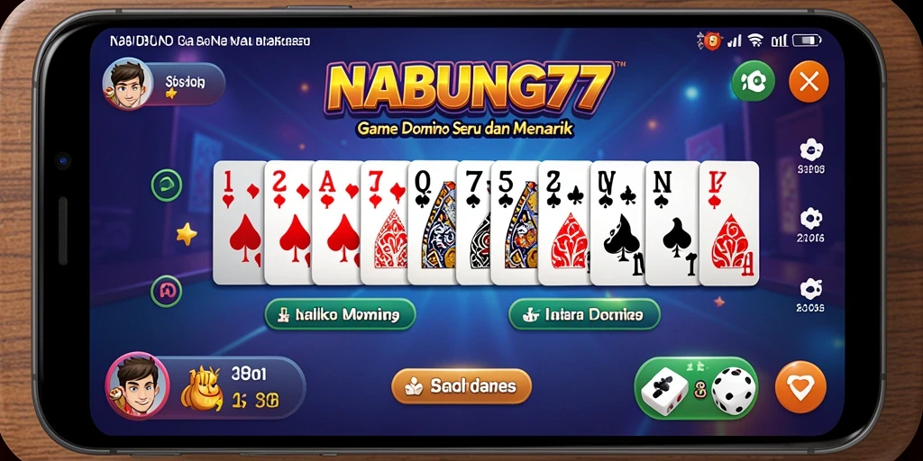 Tampilan gameplay seru di NABUNG77 saat bermain domino.