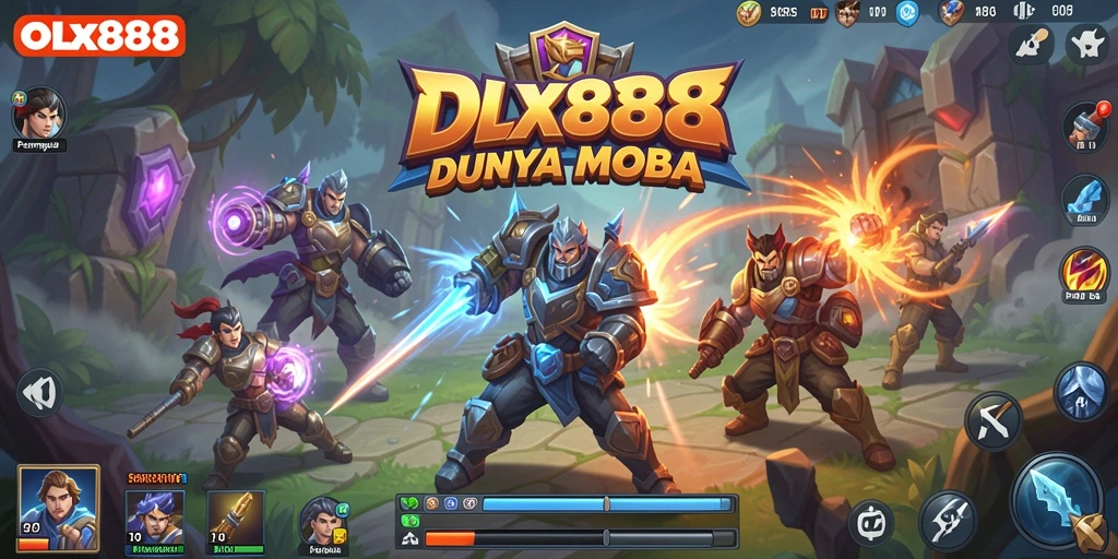 Tangkapan layar menampilkan aksi seru gameplay MOBA OLX888.