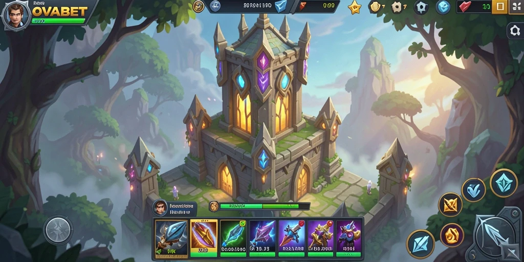 Screenshot gameplay OVABET menampilkan pertempuran Tower Defense yang seru.
