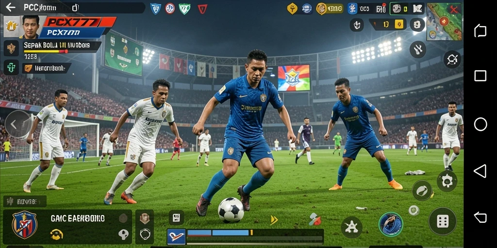 Screenshot gameplay PCX777 yang menampilkan aksi seru di lapangan.