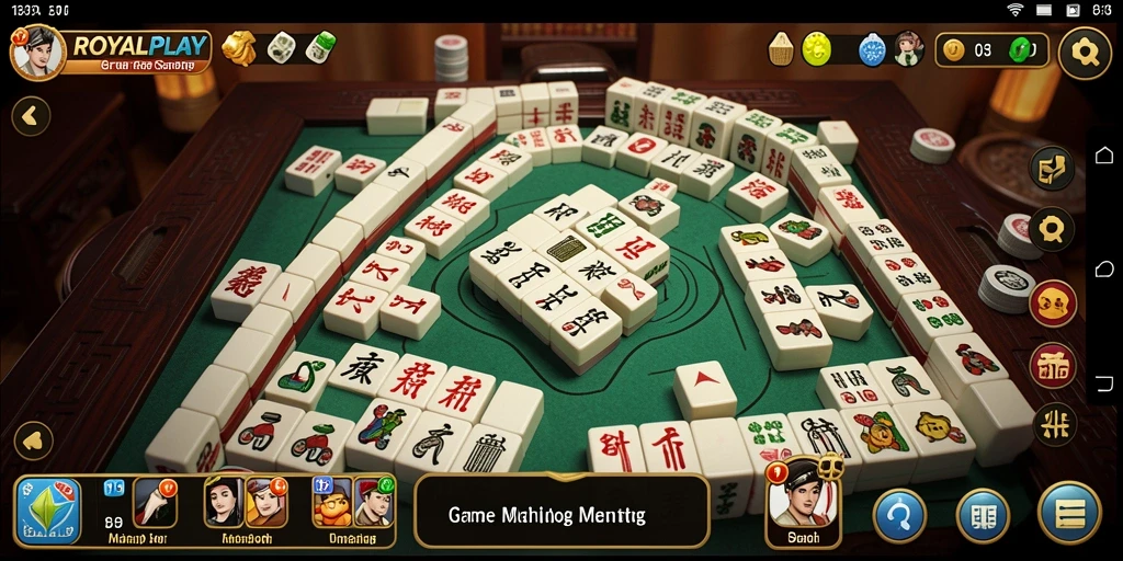 Tampilan gameplay ROYALPLAY yang menampilkan aksi Mahjong yang mendebarkan.