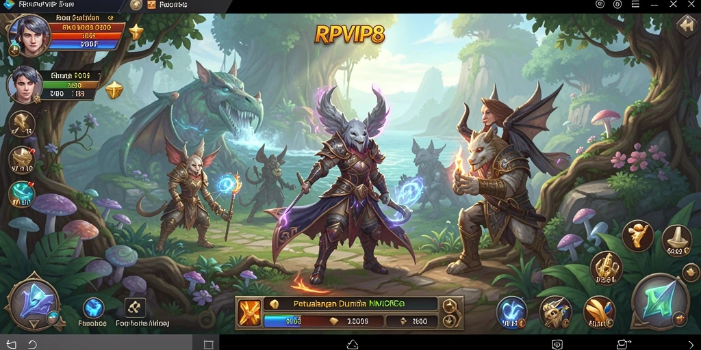 Tangkapan layar RPVIP8 menampilkan pertarungan epik dalam dunia MMORPG.