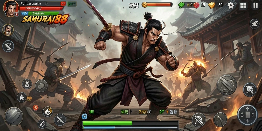 Tampilan gameplay intens dan menegangkan dari SAMURAI88.