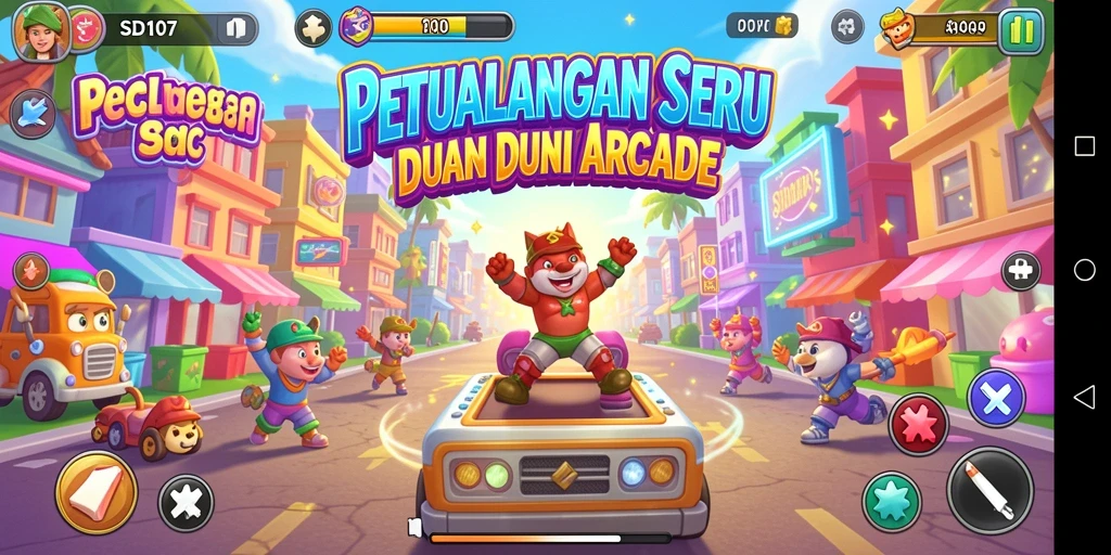 Tangkapan layar menampilkan gameplay seru dan penuh warna dari SD107.